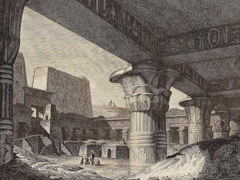 1747-Dominique Vivant - Cortile interno del Tempio di Apollonopolis, a Edfu